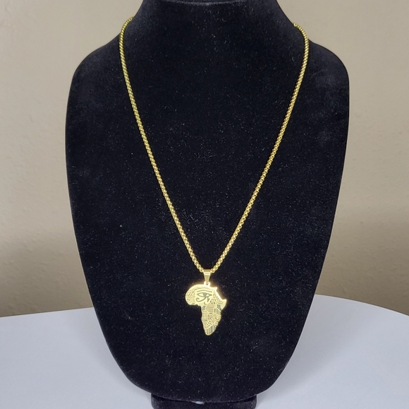 Egyptian Eye Continent Pendant Necklace - Picture 6 of 10